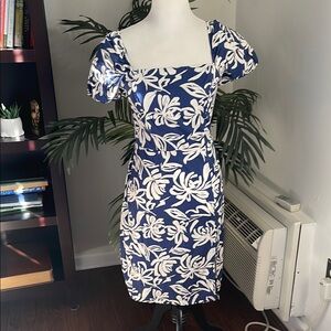 Floral Blue and White Dress